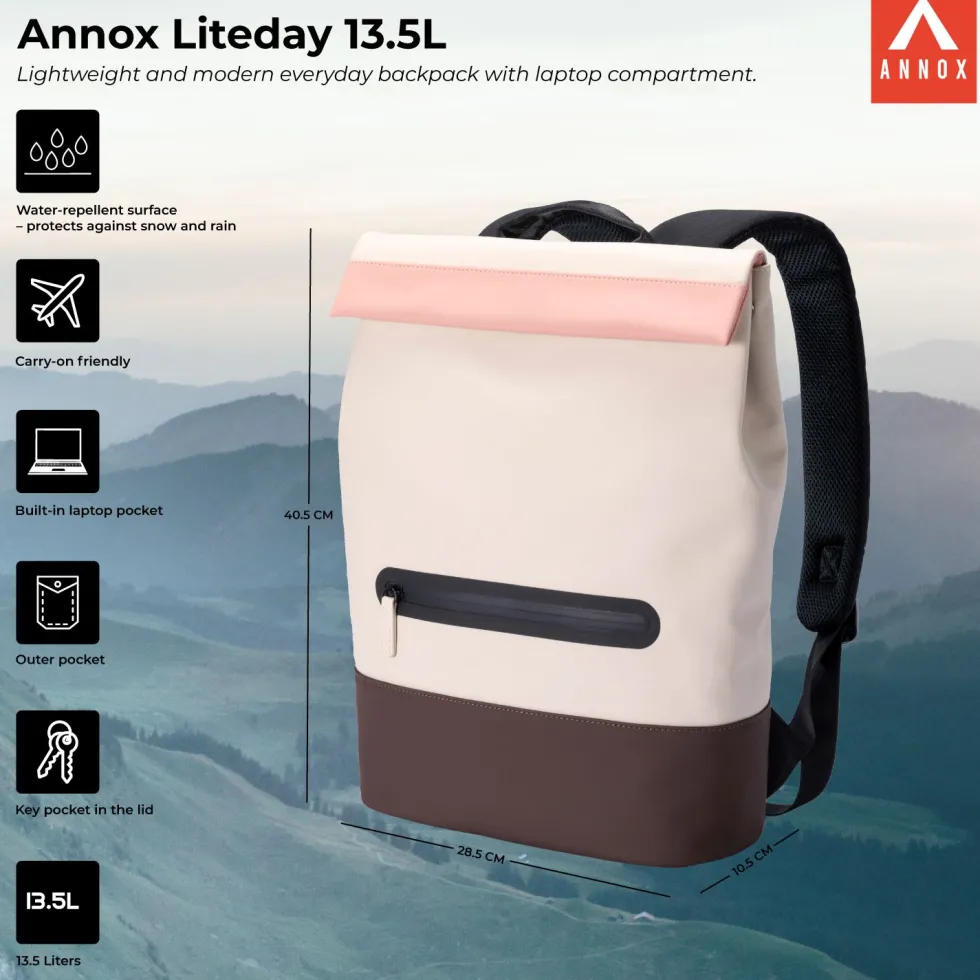Annox Liteday 13.5L – Lightweight And Modern Everyday Backpack With Laptop Compartment