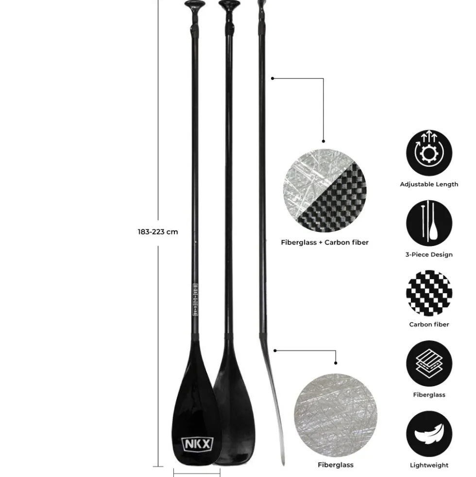NKX Carbon/Fiberglass SUP Paddle