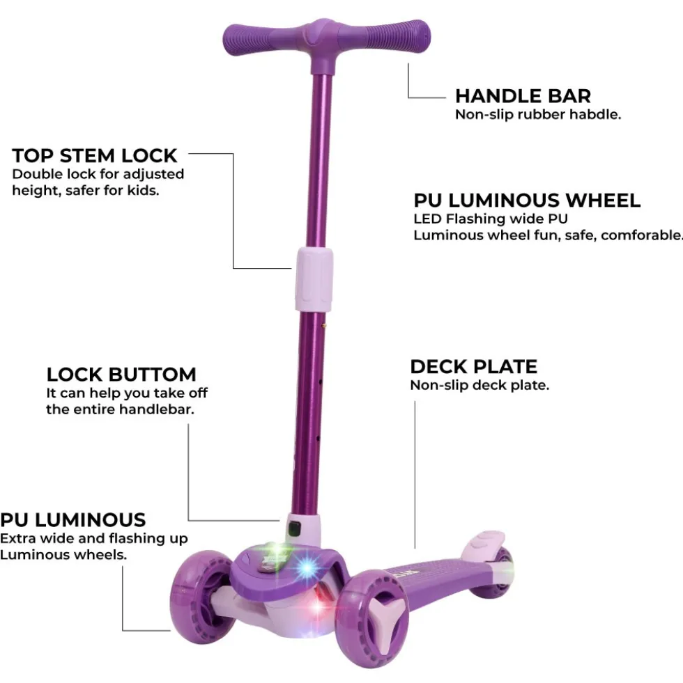Story Mini Friends LED Kids Scooter – 3 Wheel Light Up