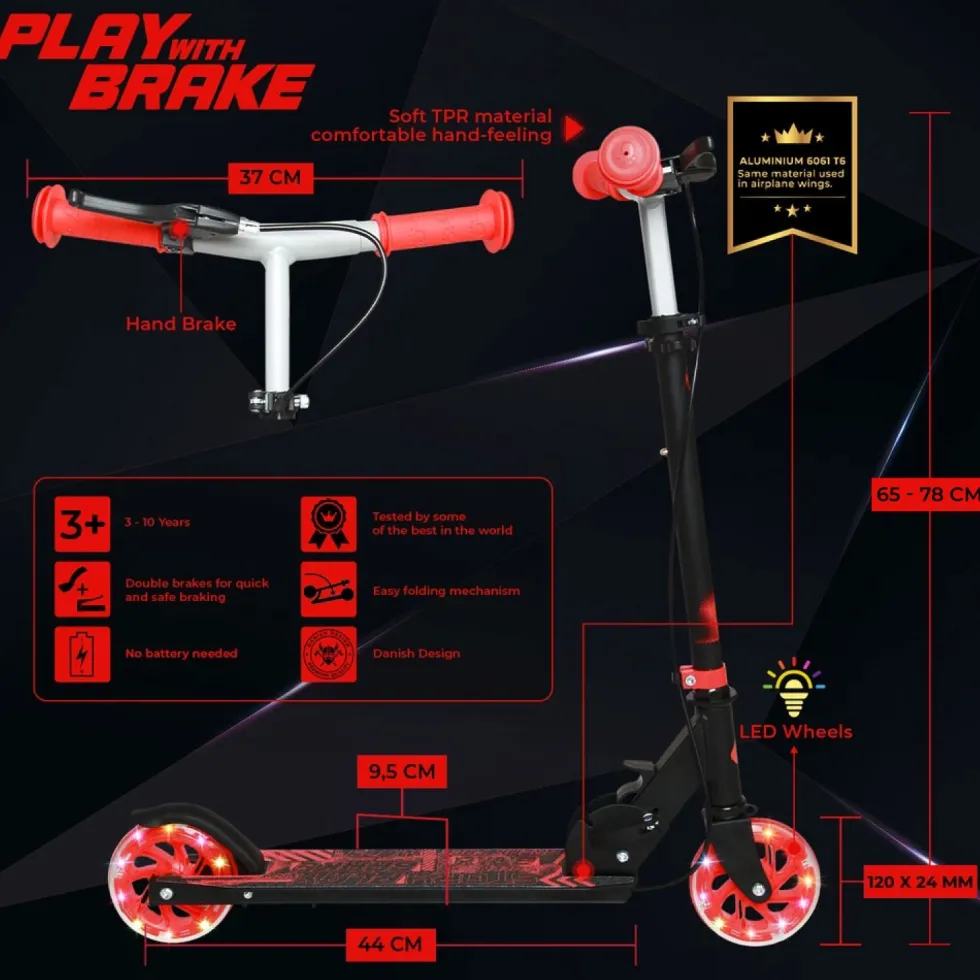 Story Play Kids Scooter With Handbrake And LED Wheels